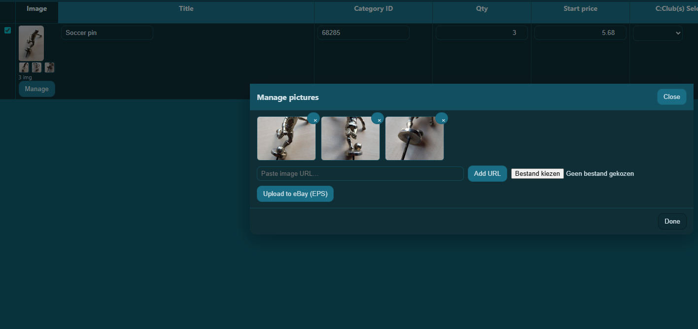 Folder Lister bulk editor uploading images directly to eBay (EPS)